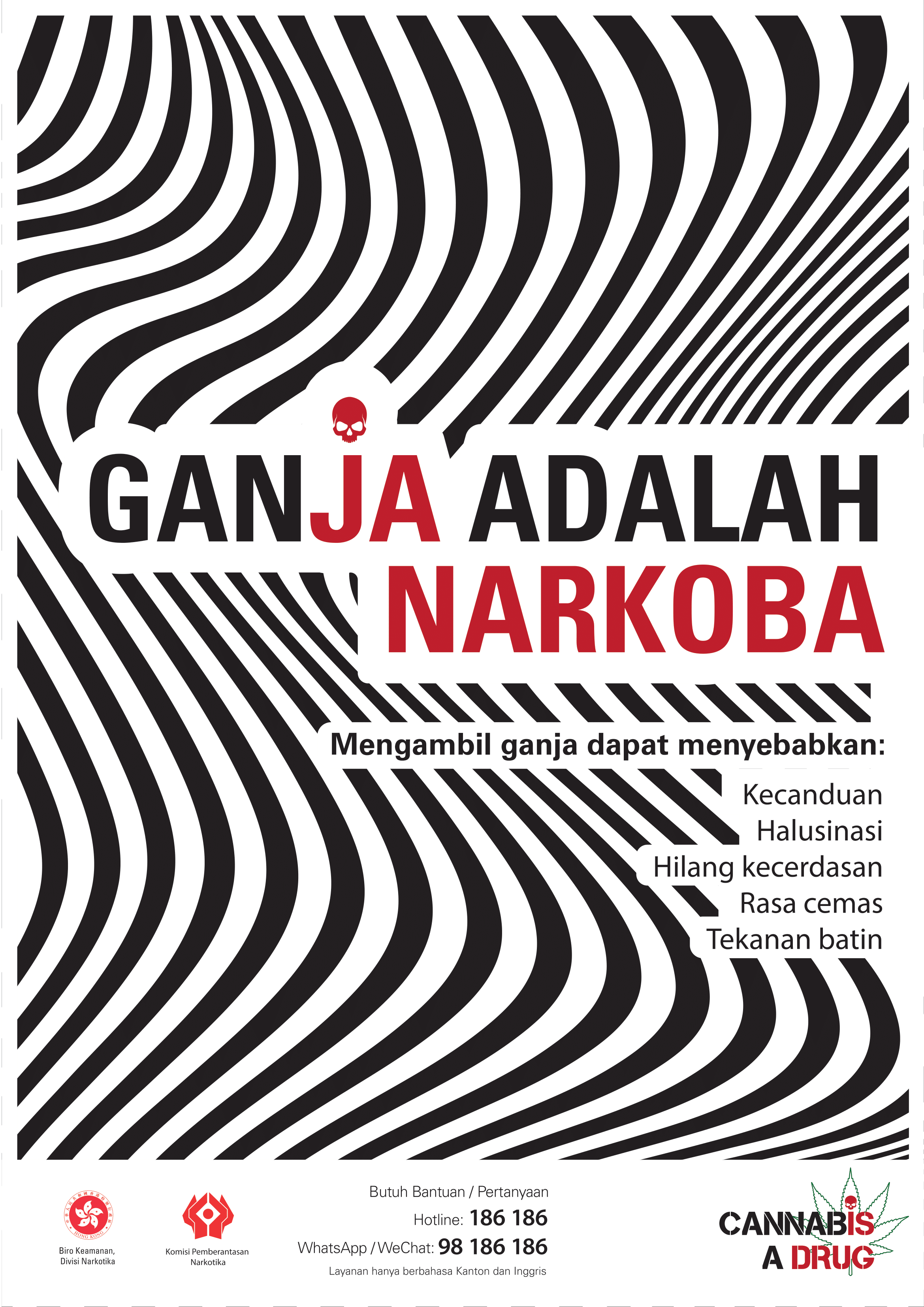 Anti-drug poster "Cannabis is a drug" - Bahasa Indonesia version