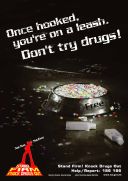 Anti-drug poster "Once hooked, you're on a leash. Don't try drugs!"