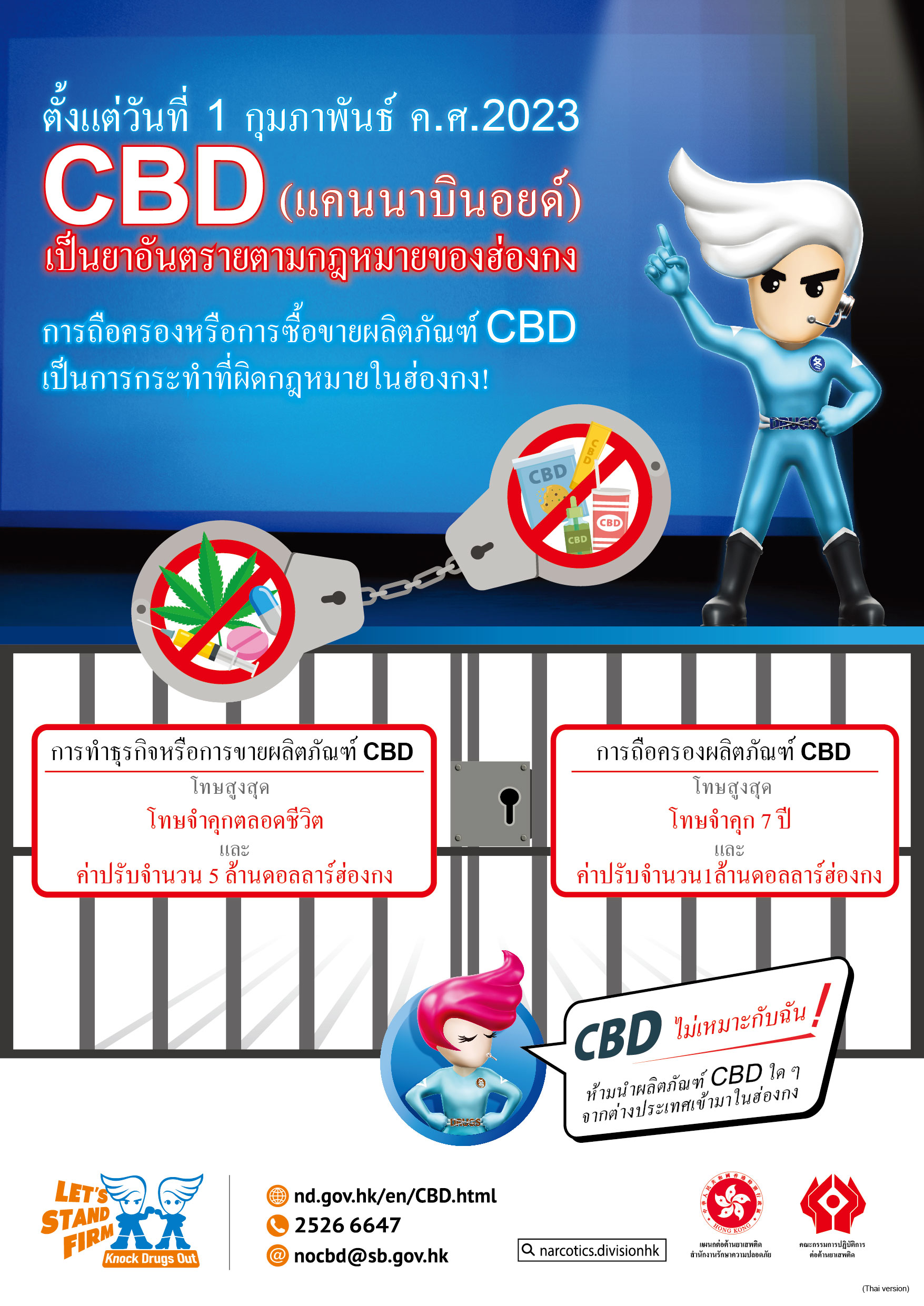 禁毒海報「CBD 唔啱我！（法例生效篇）」—　泰文版本