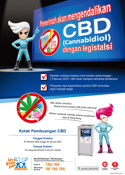 禁毒海報「CBD　唔啱我！（盡快棄置篇）」－印尼文版本